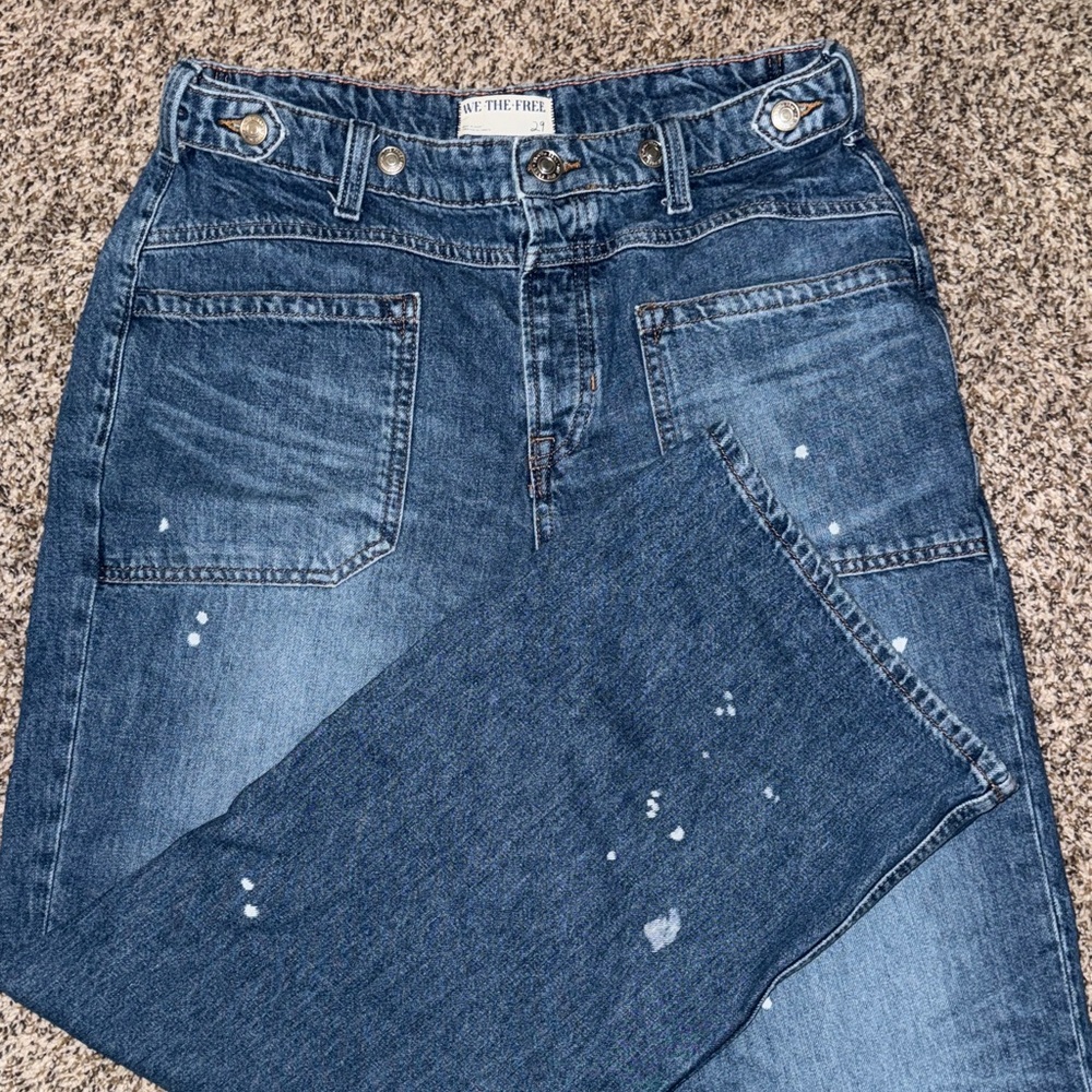Free People Blue Straight Leg Jeans